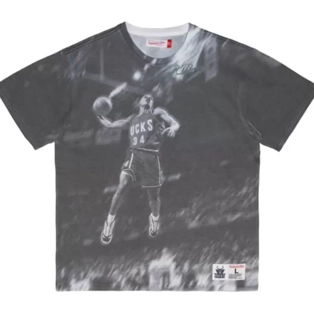 Apparel Mitchell & Ness T-Shirts & Tops-Above The Rim Sublimated Ss Tee Milwaukee Bucks Ray Allen
