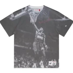 Apparel Mitchell & Ness T-Shirts & Tops-Above The Rim Sublimated Ss Tee Houston Rockets Clyde Drexler