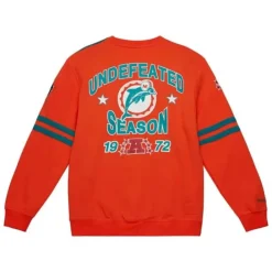 Apparel Mitchell & Ness T-Shirts & Tops-All Over Crew 2.0 Miami Dolphins