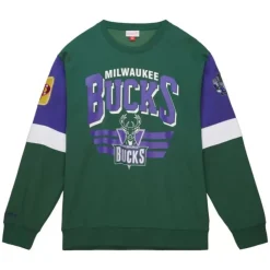 Apparel Mitchell & Ness Hoodies & Sweatshirts-All Over Crew 3.0 Milwaukee Bucks