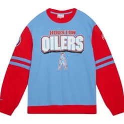 Apparel Mitchell & Ness T-Shirts & Tops-All Over Crew 2.0 Tee Houston Oilers