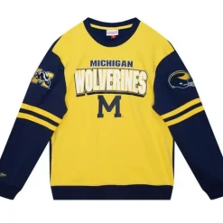 Apparel Mitchell & Ness Hoodies & Sweatshirts-All Over Crew 2.0 University Of Michigan