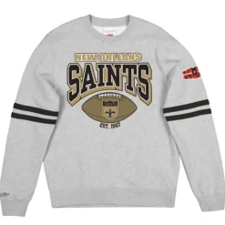Apparel Mitchell & Ness Hoodies & Sweatshirts-All Over Print Fleece Crew New Orleans Saints