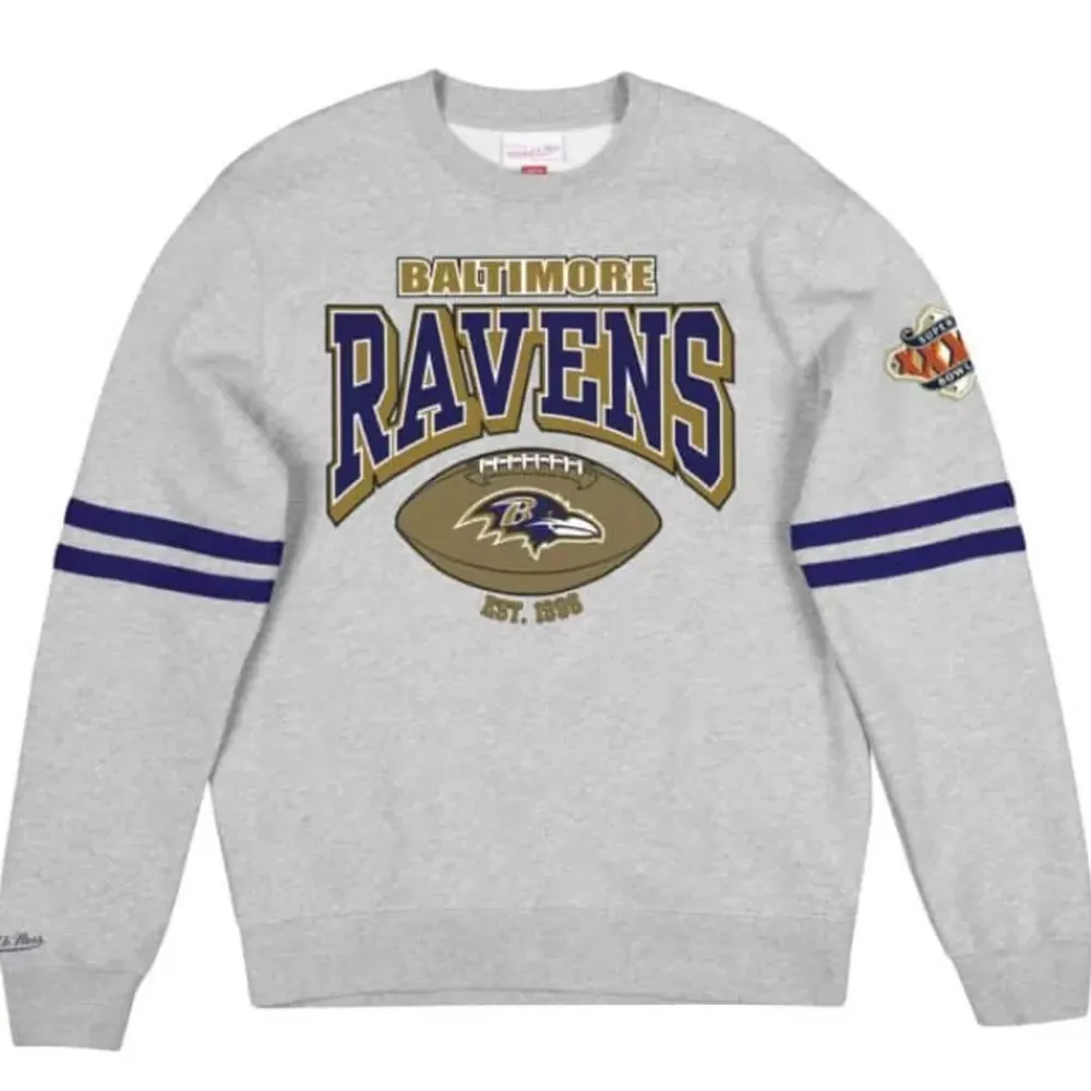 Apparel Mitchell & Ness Hoodies & Sweatshirts-All Over Print Fleece Crew Baltimore Ravens