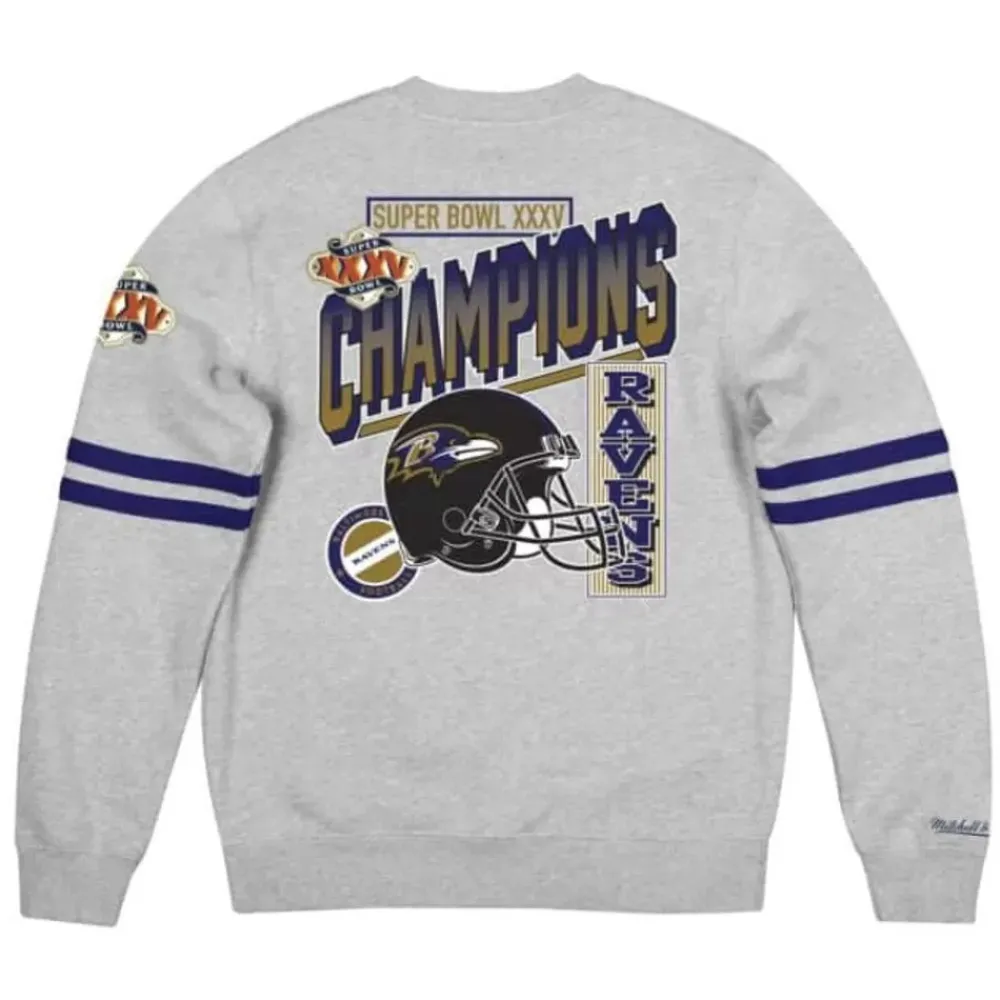 Apparel Mitchell & Ness Hoodies & Sweatshirts-All Over Print Fleece Crew Baltimore Ravens