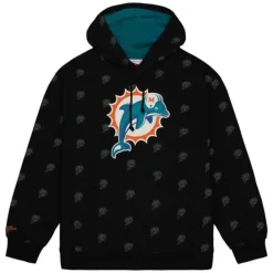 Apparel Mitchell & Ness Hoodies & Sweatshirts-Aop Fleece Hoodie Miami Dolphins