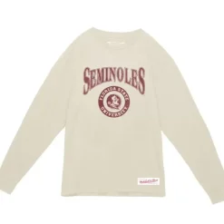Apparel Mitchell & Ness T-Shirts & Tops-Arched Logo Lockup Slub Ls Tee Florida State University