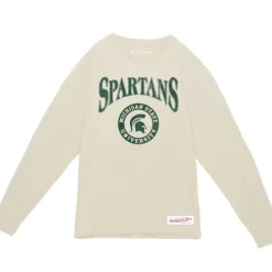 Apparel Mitchell & Ness T-Shirts & Tops-Arched Logo Lockup Slub Ls Tee Michigan State University