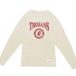 Apparel Mitchell & Ness T-Shirts & Tops-Arched Logo Lockup Slub Ls Tee Usc