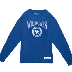 Apparel Mitchell & Ness T-Shirts & Tops-Arched Logo Lockup Slub Ls Tee University Of Kentucky