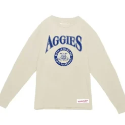 Apparel Mitchell & Ness T-Shirts & Tops-Arched Logo Lockup Slub Ls Tee North Carolina A&T University