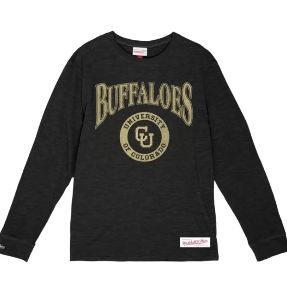 Apparel Mitchell & Ness T-Shirts & Tops-Arched Logo Lockup Slub Ls Tee University Of Colorado Boulder