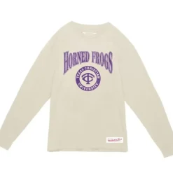 Apparel Mitchell & Ness T-Shirts & Tops-Arched Logo Lockup Slub Ls Tee Texas Christian University