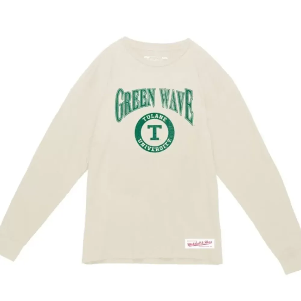 Apparel Mitchell & Ness T-Shirts & Tops-Arched Logo Lockup Slub Ls Tee Tulane University