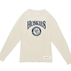 Apparel Mitchell & Ness T-Shirts & Tops-Arched Logo Lockup Slub Ls Tee University Of Connecticut