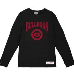 Apparel Mitchell & Ness T-Shirts & Tops-Arched Logo Lockup Slub Ls Tee University Of Georgia