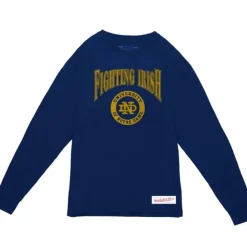 Apparel Mitchell & Ness T-Shirts & Tops-Arched Logo Lockup Slub Ls Tee University Of Notre Dame