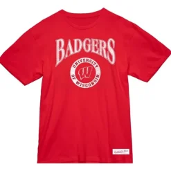 Apparel Mitchell & Ness T-Shirts & Tops-Arched Logo Lockup Slub Tee University Of Wisconsin - Madison