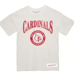 Apparel Mitchell & Ness T-Shirts & Tops-Arched Logo Lockup Slub Tee University Of Louisville