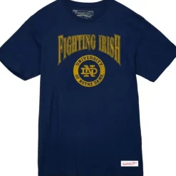 Apparel Mitchell & Ness T-Shirts & Tops-Arched Logo Lockup Slub Tee University Of Notre Dame