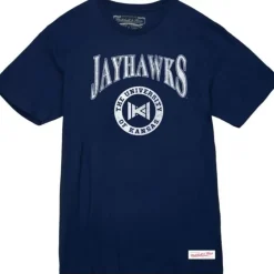 Apparel Mitchell & Ness T-Shirts & Tops-Arched Logo Lockup Slub Tee University Of Kansas