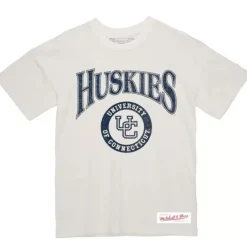 Apparel Mitchell & Ness T-Shirts & Tops-Arched Logo Lockup Slub Tee University Of Connecticut