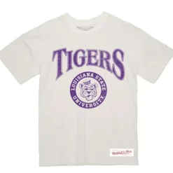 Apparel Mitchell & Ness T-Shirts & Tops-Arched Logo Lockup Slub Tee Louisiana State University