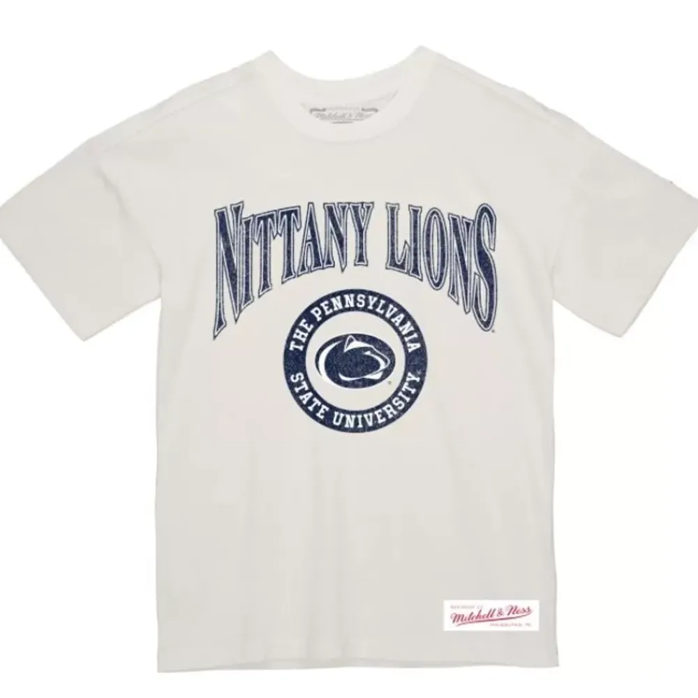 Apparel Mitchell & Ness T-Shirts & Tops-Arched Logo Lockup Slub Tee Penn State University