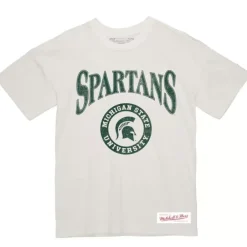 Apparel Mitchell & Ness T-Shirts & Tops-Arched Logo Lockup Slub Tee Michigan State University