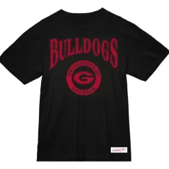 Apparel Mitchell & Ness T-Shirts & Tops-Arched Logo Lockup Slub Tee University Of Georgia