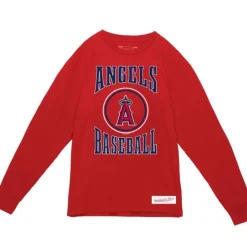 Apparel Mitchell & Ness T-Shirts & Tops-Arched Logo Slub Ls Tee Anaheim Angels