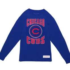 Apparel Mitchell & Ness T-Shirts & Tops-Arched Logo Slub Ls Tee Chicago Cubs
