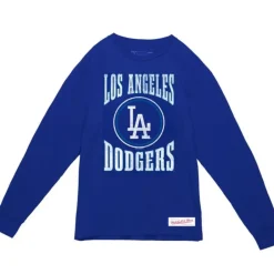 Apparel Mitchell & Ness T-Shirts & Tops-Arched Logo Slub Ls Tee Los Angeles Dodgers