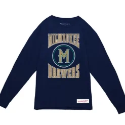Apparel Mitchell & Ness T-Shirts & Tops-Arched Logo Slub Ls Tee Milwaukee Brewers