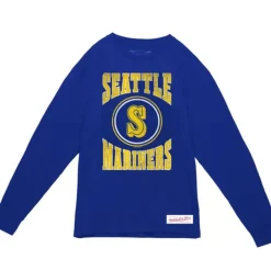 Apparel Mitchell & Ness T-Shirts & Tops-Arched Logo Slub Ls Tee Seattle Mariners