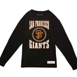 Apparel Mitchell & Ness T-Shirts & Tops-Arched Logo Slub Ls Tee San Francisco Giants