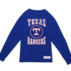Apparel Mitchell & Ness T-Shirts & Tops-Arched Logo Slub Ls Tee Texas Rangers