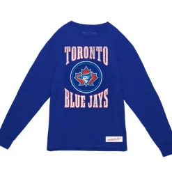 Apparel Mitchell & Ness T-Shirts & Tops-Arched Logo Slub Ls Tee Toronto Blue Jays