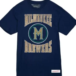 Apparel Mitchell & Ness T-Shirts & Tops-Arched Logo Slub Tee Milwaukee Brewers
