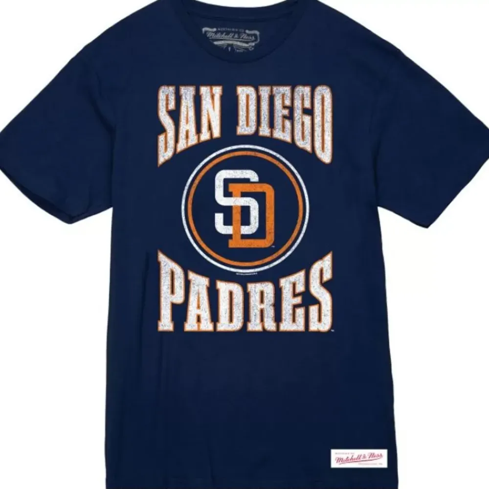 Apparel Mitchell & Ness T-Shirts & Tops-Arched Logo Slub Tee San Diego Padres