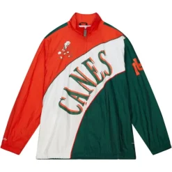 Apparel Mitchell & Ness Jackets & Outerwear-Arched Retro Lined Windbreaker University Of Miami