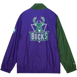Apparel Mitchell & Ness Jackets & Outerwear-Arched Retro Lined Windbreaker Milwaukee Bucks
