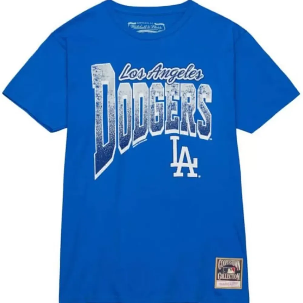 Apparel Mitchell & Ness T-Shirts & Tops-Arched Vintage Logo Tee Los Angeles Dodgers