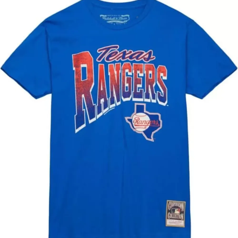 Apparel Mitchell & Ness T-Shirts & Tops-Arched Vintage Logo Tee Texas Rangers