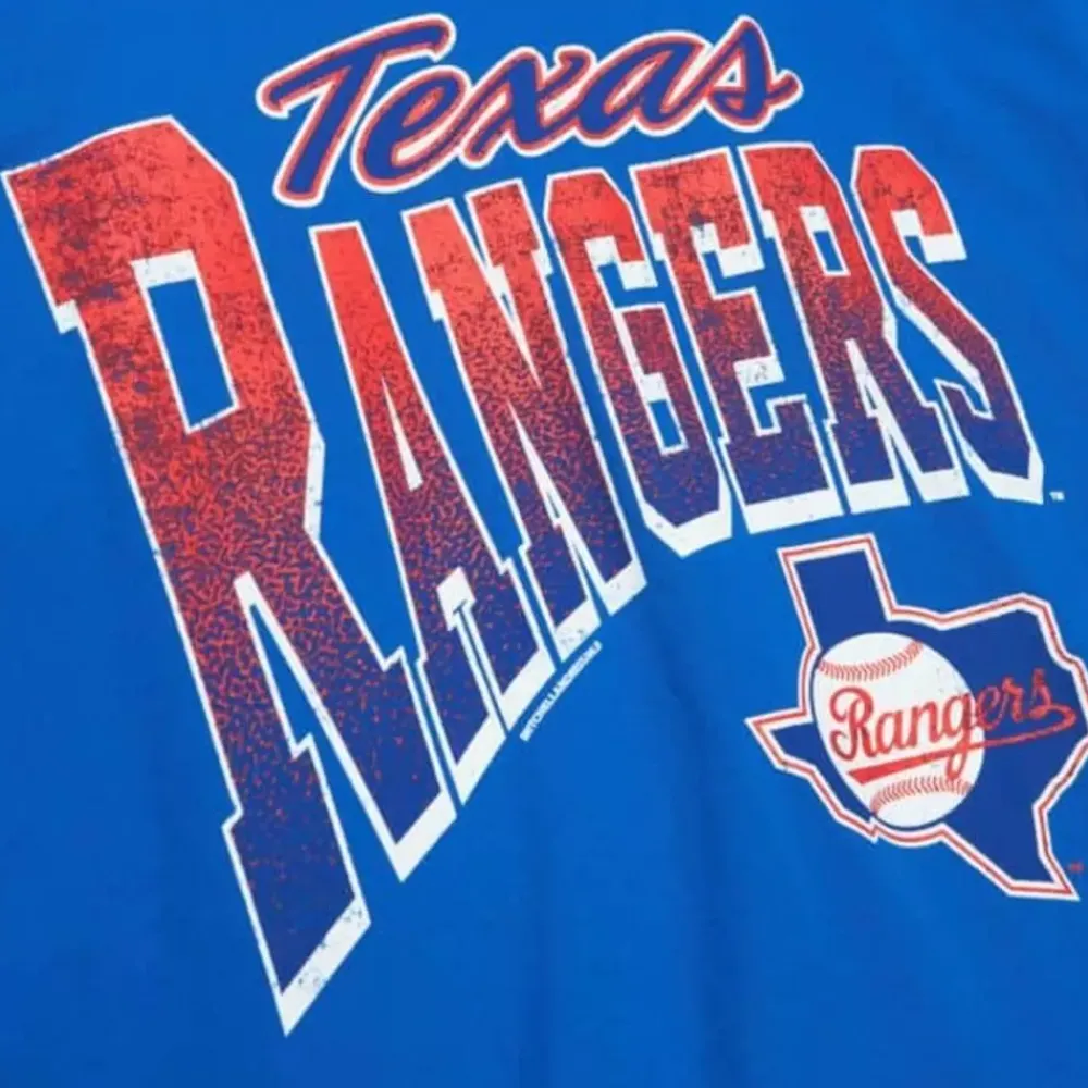 Apparel Mitchell & Ness T-Shirts & Tops-Arched Vintage Logo Tee Texas Rangers