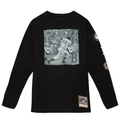 Apparel Mitchell & Ness T-Shirts & Tops-Batter Up Ls Tee Brooklyn Dodgers Jackie Robinson