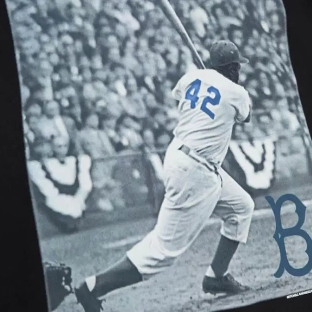 Apparel Mitchell & Ness T-Shirts & Tops-Batter Up Ls Tee Brooklyn Dodgers Jackie Robinson