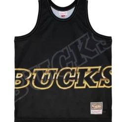 Apparel Mitchell & Ness T-Shirts & Tops-Big Face 4.0 Fashion Tank Milwaukee Bucks