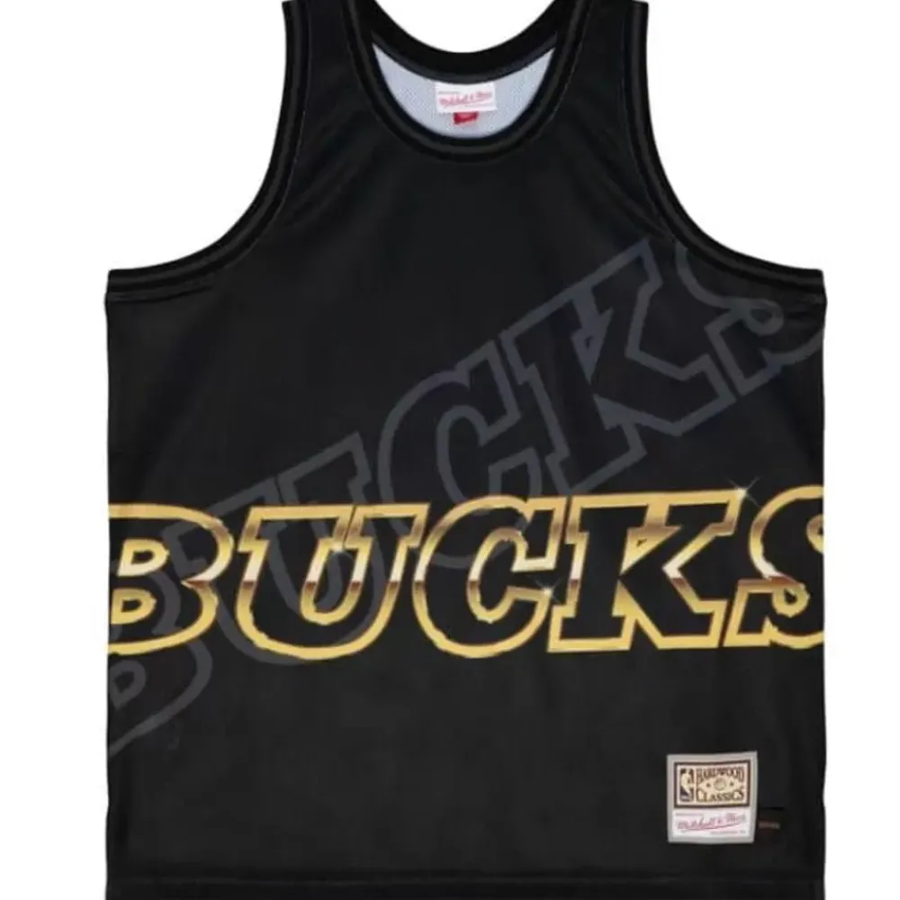 Apparel Mitchell & Ness T-Shirts & Tops-Big Face 4.0 Fashion Tank Milwaukee Bucks