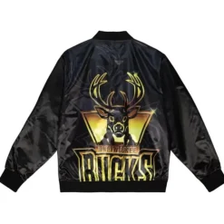 Apparel Mitchell & Ness Jackets & Outerwear-Big Face 4.0 Satin Jacket Milwaukee Bucks